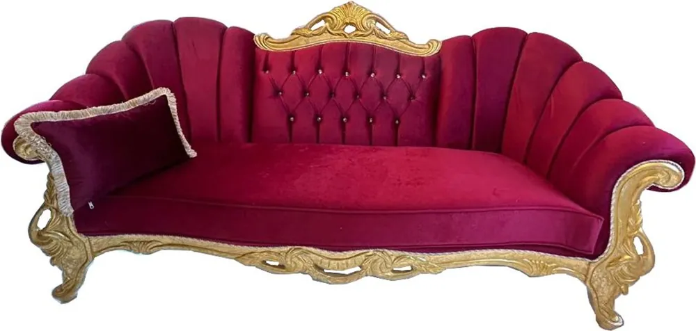 Casa Padrino Luxus Barock Sofa Bordeaux Rot / Gold mit Glitzersteinen - Barock Möbel Jetzt Bestellen