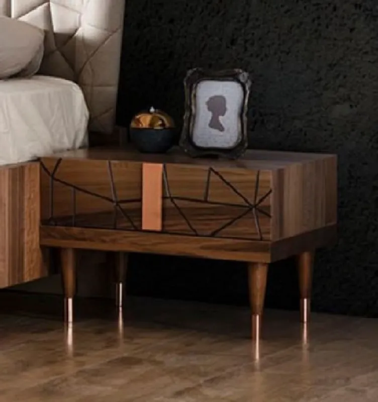 Casa Padrino Luxus Nachtkommoden Set Braun / Kupfer 60 x 50 x H. 41 cm - Massivholz Nachttische mit Schublade - Schlafzimmer Möbel - Hotel Möbel - Luxus Möbel - Luxus Einrichtung Neue Kollektion