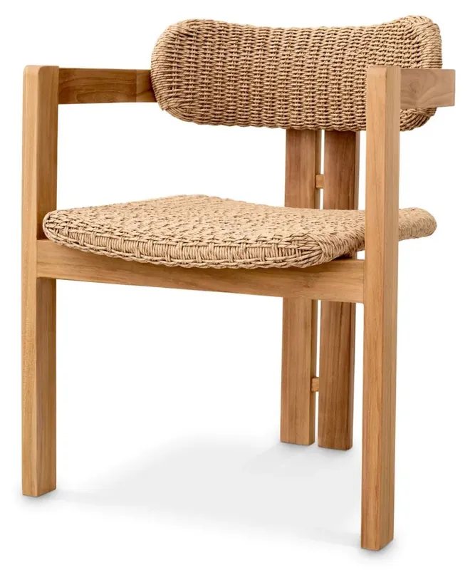 Jetzt Kaufen Casa Padrino Luxus Teakholz Esszimmer Stuhl mit Armlehnen Naturfarben 60 x 53 x H. 77 cm - Garten Stuhl - Terrassen Stuhl - Garten Möbel - Esszimmer Möbel - Luxus Teakholz Möbel