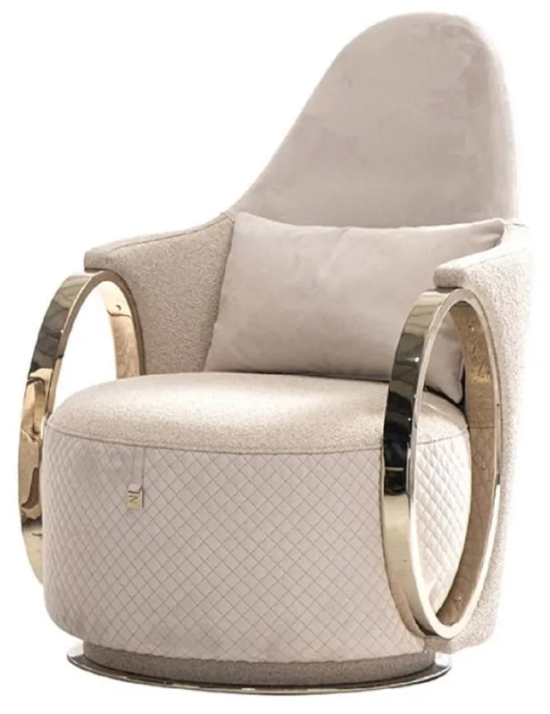 Sichere Zahlung Casa Padrino Luxus Sessel Creme / Grau / Gold 72 x 90 x H. 105 cm - Wohnzimmer Sessel - Hotel Sessel - Wohnzimmer Möbel - Hotel Möbel - Luxus Möbel - Luxus Einrichtung