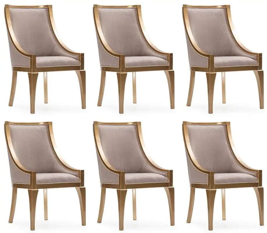 Billig Casa Padrino Luxus Barock Esszimmer Stuhl 6er Set Grau / Gold - Barockstil Küchen Stühle - Prunkvolle Luxus Esszimmer Möbel im Barockstil - Barock Esszimmer Möbel - Edel & Prunkvoll