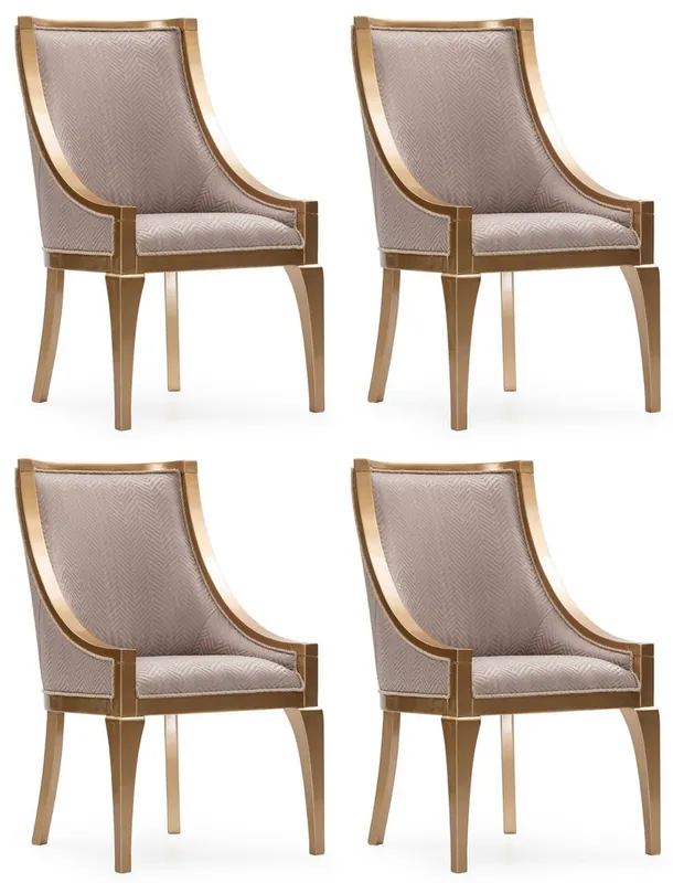Casa Padrino Luxus Barock Esszimmer Stuhl 4er Set Grau / Gold - Barockstil Küchen Stühle - Prunkvolle Luxus Esszimmer Möbel im Barockstil - Barock Esszimmer Möbel - Edel & Prunkvoll Angebot