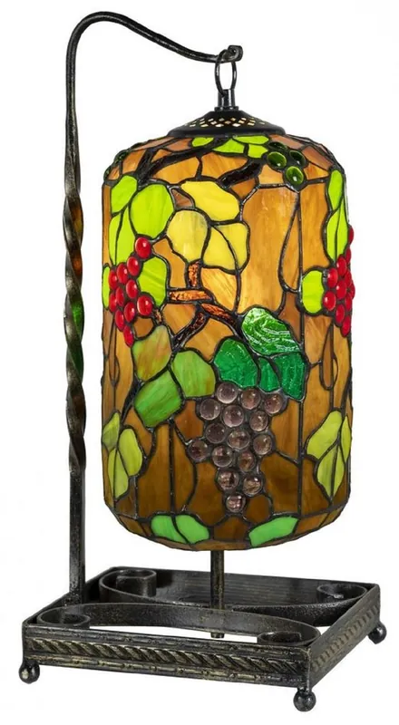Direktkauf Casa Padrino Luxus Tiffany Tischleuchte Mehrfarbig / Schwarz 17 x 17 x H. 45 cm - Tiffany Schreibtischleuchte - Luxus Interior - Luxus Art Deco Leuchten - Tiffany Leuchten