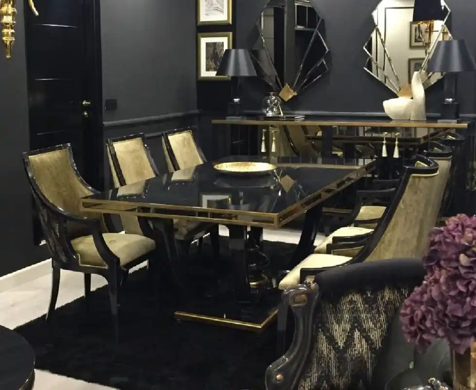 Casa Padrino Luxus Barock Esszimmer Stuhl 6er Set Gold / Schwarz - Barockstil Küchen Stühle - Prunkvolle Luxus Esszimmer Möbel im Barockstil - Barock Esszimmer Möbel - Edel & Prunkvoll Top-Preis
