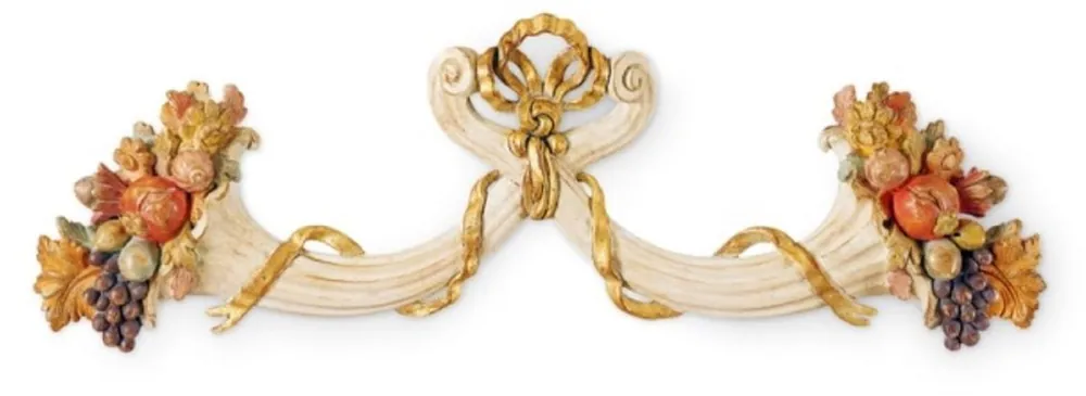 Casa Padrino Luxus Barock Wandornament Cremeweiß / Mehrfarbig / Gold - Prunkvolles Massivholz Wanddeko Ornament im Barockstil - Barock Wanddeko - Barock Möbel - Luxus Qualität - Made in Italy Top-Angebot