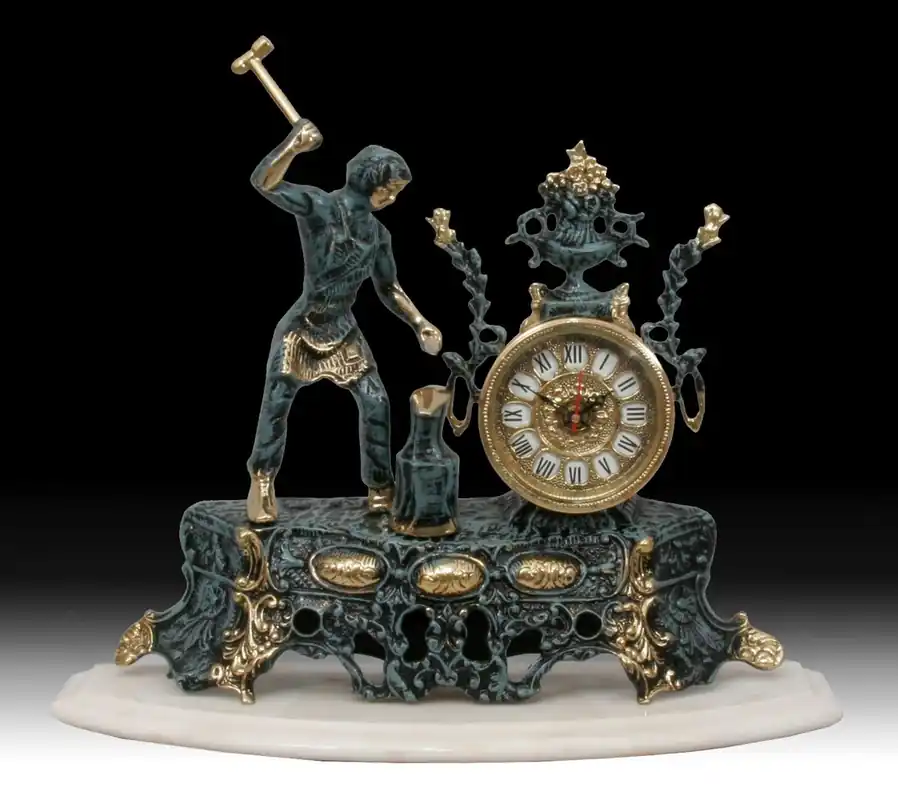 Meistverkauft Casa Padrino Luxus Barock Tischuhr Blau / Gold / Weiß 46 x H. 40 cm - Handgefertigte Bronze Uhr im Barockstil - Barock Schreibtischuhr - Barock Schreibtisch Deko - Barock Deko Accessoires