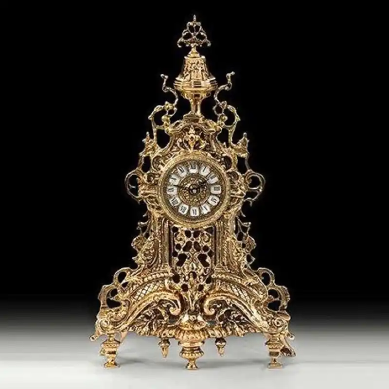 Super-Preis Casa Padrino Luxus Barock Tischuhr Gold 28 x H. 48 cm - Handgefertigte Bronze Uhr im Barockstil - Barock Schreibtischuhr - Barock Schreibtisch Deko - Barock Deko Accessoires - Barockstil Uhren