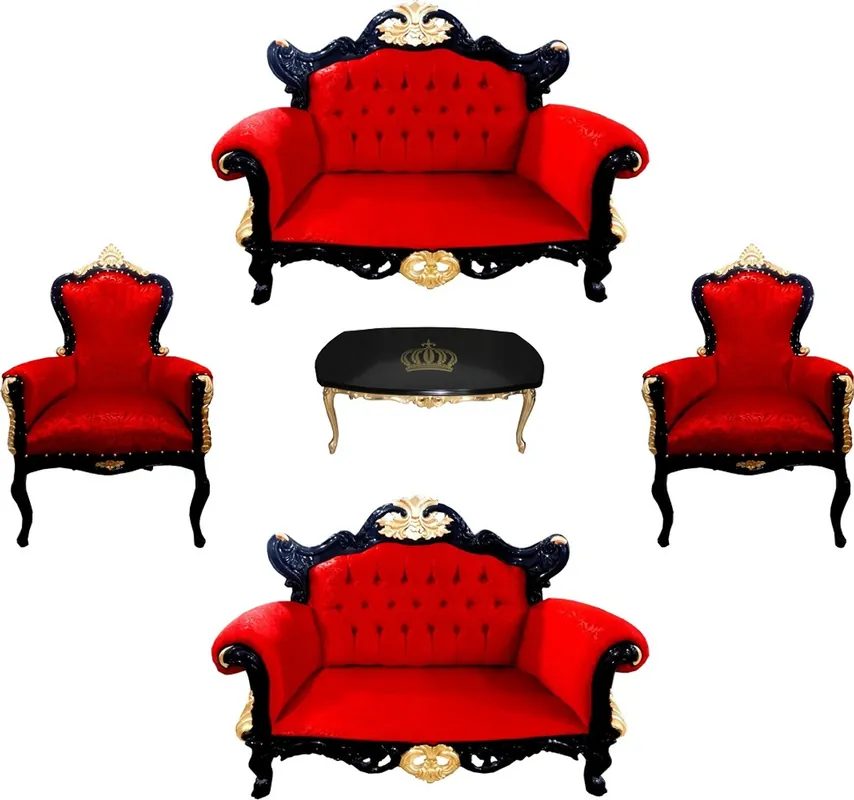 Günstig Pompöös by Casa Padrino Luxus Barock Wohnzimmer Set Rot / Schwarz / Gold - Pompööse Barock Wohnzimmer Möbel designed by Harald Glööckler