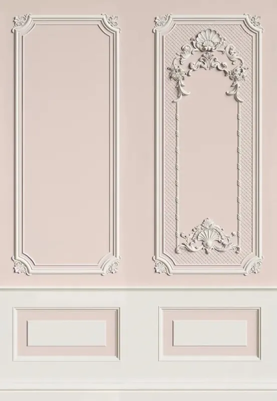 Casa Padrino Luxus Barock Vliestapete Rosa / Grau - Barockstil Wohnzimmer Tapete mit elegantem Stuck Muster - Wanddeko im Barockstil - Barock Tapeten - Tapeten im Barockstil - Barock Deko Direkt Vom Hersteller