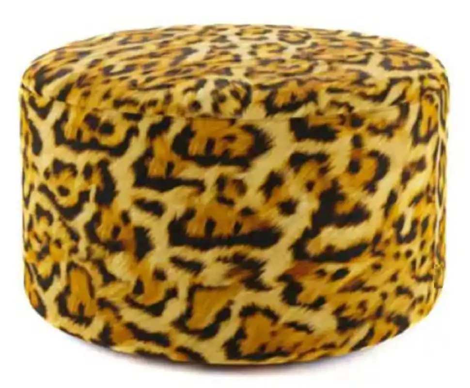 Echt Casa Padrino Luxus Fußhocker mit Leopard Muster Ø 75 x H. 30 cm - Runder Samt Hocker - Wohnzimmer Möbel - Hotel Möbel - Luxus Möbel - Luxus Einrichtung