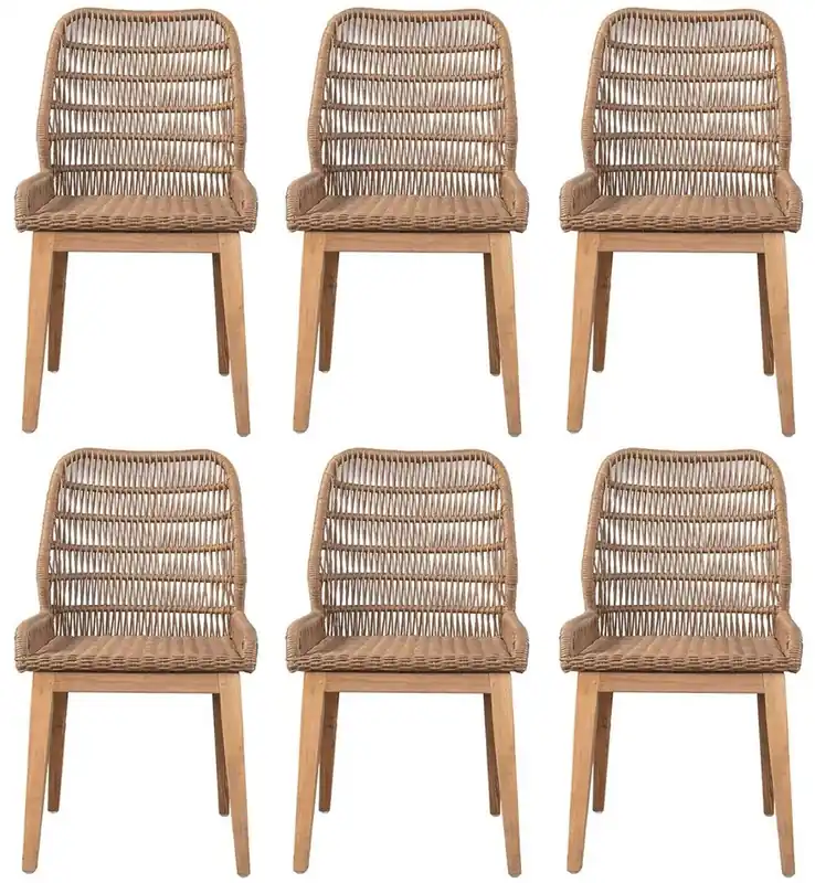 Nur Für Kurze Zeit Casa Padrino Luxus Esszimmer Stuhl 6er Set Braun / Naturfarben 50 x 60 x H. 90 cm - Luxus Garten Stühle mit edlem Rattangeflecht - Esszimmer Möbel - Garten Möbel - Rattan Möbel - Luxus Möbel