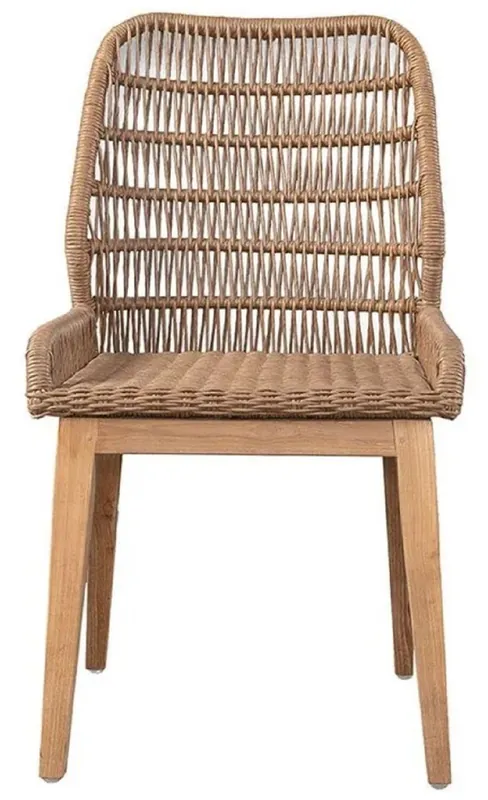Casa Padrino Luxus Esszimmer Stuhl Braun / Naturfarben 50 x 60 x H. 90 cm - Luxus Garten Stuhl mit edlem Rattangeflecht - Esszimmer Möbel - Garten Möbel - Rattan Möbel - Luxus Möbel Must-Have