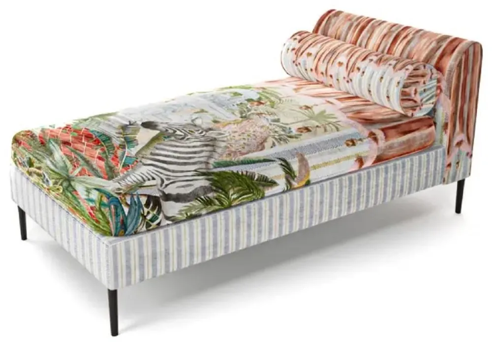 Bestpreis Casa Padrino Luxus Chaiselongue Mehrfarbig / Schwarz 84 x 164 x H. 80 cm - Wohnzimmer Liegesessel - Recamiere - Wohnzimmer Möbel - Luxus Möbel