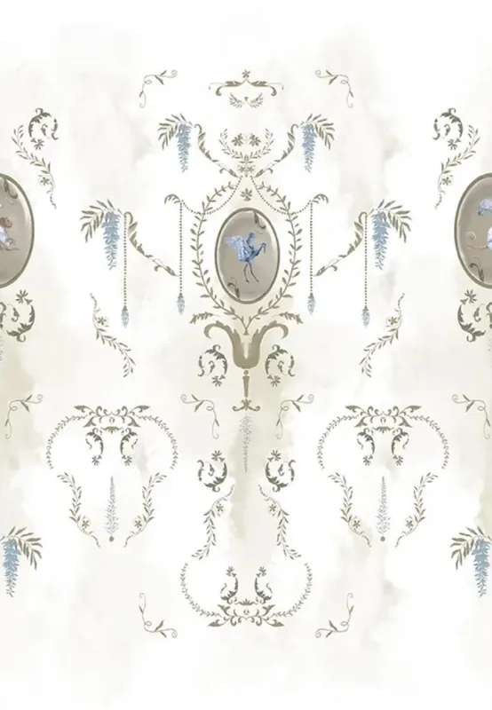 Casa Padrino Luxus Barock Vliestapete Weiß / Mehrfarbig / Gold - Barockstil Wohnzimmer Tapete mit elegantem Muster - Wanddeko im Barockstil - Barock Tapeten - Tapeten im Barockstil Neuheit