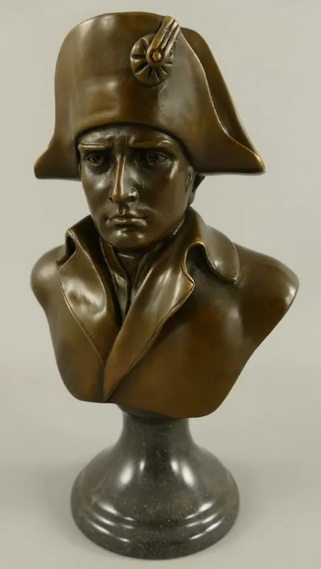Zertifiziert Casa Padrino Luxus Jugendstil Bronze Skulptur Napoleon Bronze / Schwarz 15 x 10 x H. 25 cm - Bronze Büste mit Marmorsockel - Bronzefigur - Dekofigur - Deko Accessoires