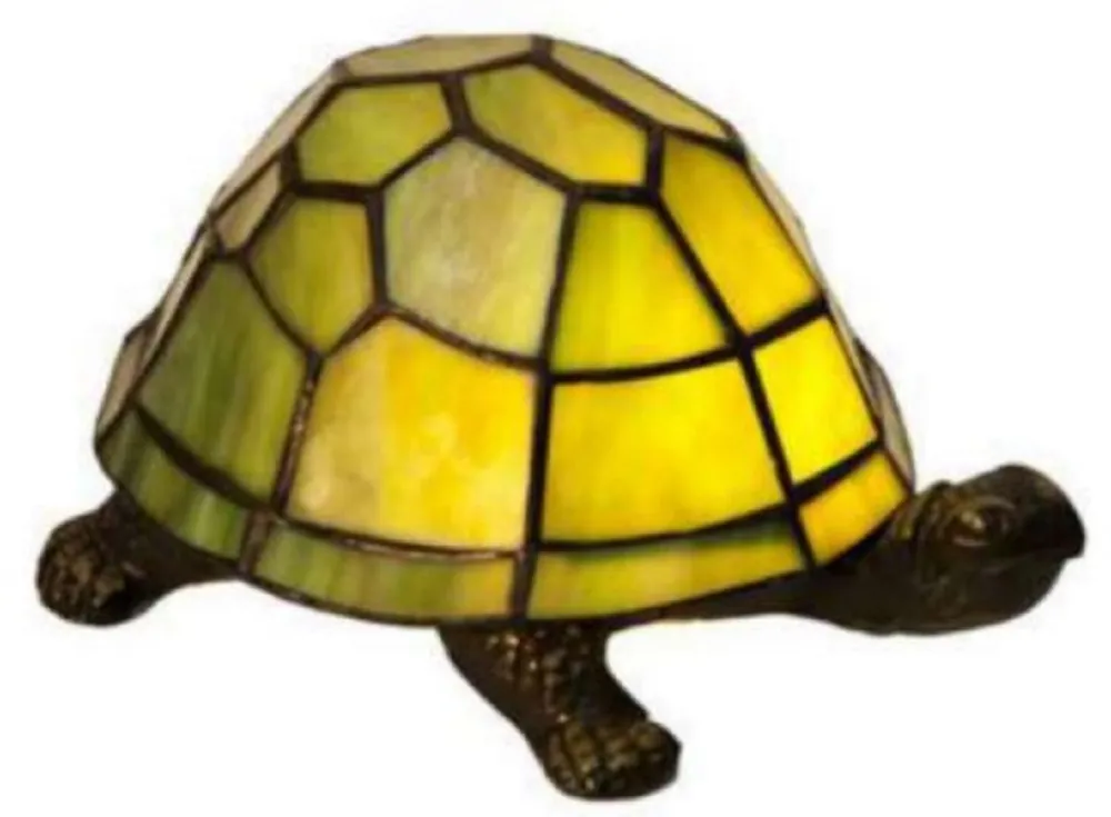 Casa Padrino Luxus Tiffany Tischleuchte Schildkröte Gelb / Bronze 20 x 14 x H. 13 cm - Tiffany Deko Leuchte - Luxus Interior - Luxus Art Deco Leuchten - Tiffany Leuchten Beliebt