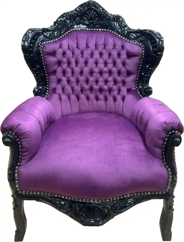 Beliebt Casa Padrino Barock Samt Sessel Lila / Schwarz - Handgefertigter Massivholz Wohnzimmer Sessel - Antik Stil Wohnzimmer Sessel - Wohnzimmer Möbel im Barockstil - Barock Möbel