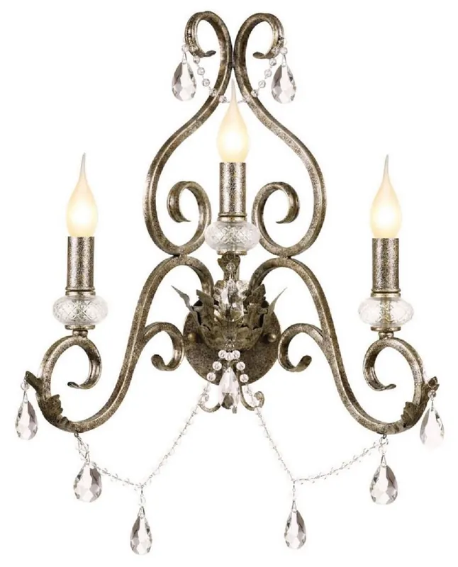 Casa Padrino Barock Kristall Wandleuchte Antik Silber 48 x H. 51 cm - Prunkvolle Barockstil Metall Wandlampe - Barock Leuchten - Edel & Prunkvoll Sonderangebot