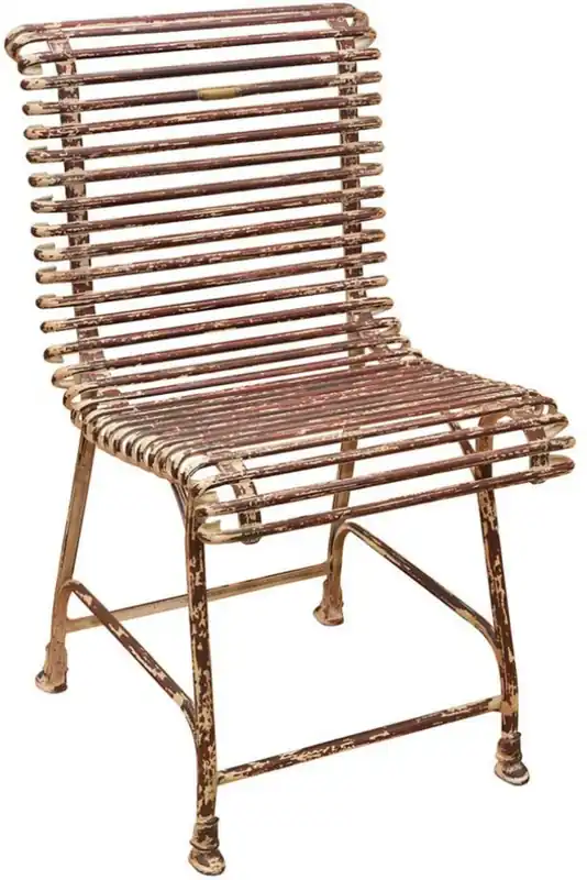 Casa Padrino Jugendstil Garten Stuhl Antik Rot / Creme 44 x 50 cm - Handgefertigter Schmiedeeisen Stuhl - Nostalgische Schmiedeeisen Garten & Terrassen Möbel Neu Im Sortiment