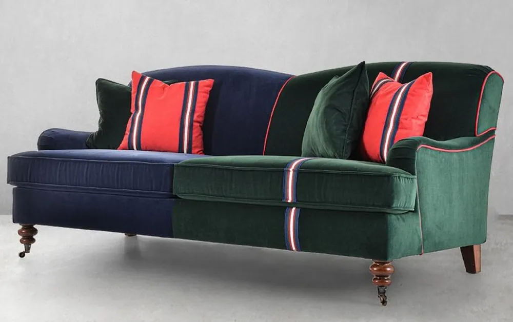 Casa Padrino Luxus Sofa Blau / Grün / Rot / Weiß / Braun 206,5 x 100 x H. 87 cm - Wohnzimmer Sofa - Hotel Sofa - Wohnzimmer Möbel - Wohnzimmer Einrichtung - Hotel Möbel - Luxus Möbel Neu Im Sortiment