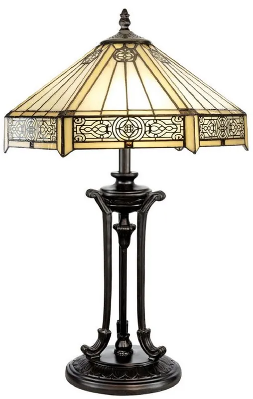 Casa Padrino Luxus Tiffany Tischleuchte Mehrfarbig Ø 40 x H. 59 cm - Tiffany Schreibtischleuchte - Wohnzimmer Deko Leuchte - Scheibtisch Deko Leuchte - Luxus Tiffany Leuchten Abverkauf