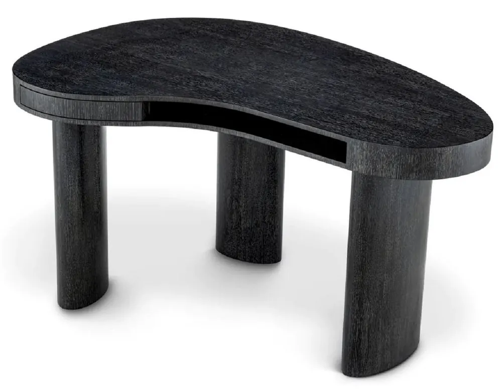 Casa Padrino Luxus Schreibtisch Schwarzgrau 145 x 91 x H. 78,5 cm - Gebogener Bürotisch mit Schublade - Computertisch - Büro Möbel - Luxus Möbel - Luxus Einrichtung - Luxus Qualität Preiswert