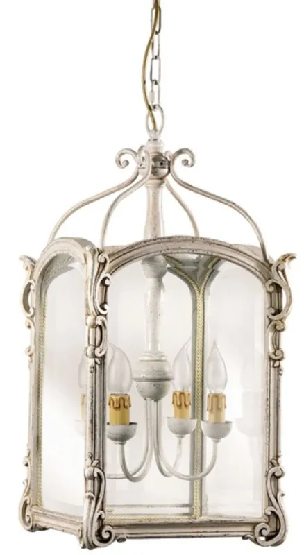 Casa Padrino Luxus Barock Wohnzimmer Hängeleuchte Antik Silber 34 x 34 x H. 64 cm - Handgefertigte Barockstil Pendelleuchte - Luxus Qualität - Made in Italy - Edel & Prunkvoll Wochenendangebot