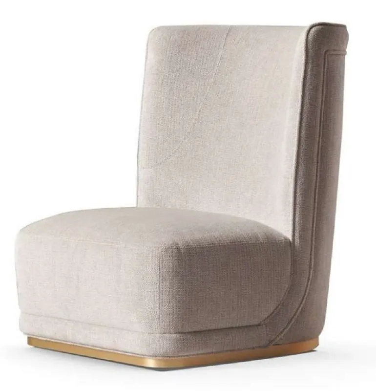 Nur Für Kurze Zeit Casa Padrino Luxus Sessel Hellgrau / Messing 90 x 102 x H. 110 cm - Wohnzimmer Sessel mit gebogener Rückenlehne - Hotel Sessel - Wohnzimmer Möbel - Hotel Möbel - Luxus Möbel