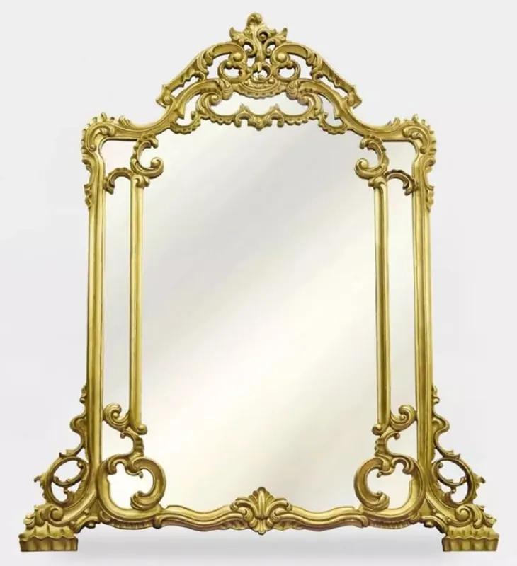 Echt Casa Padrino Luxus Barock Spiegel Gold - Prunkvoller Barockstil Wandspiegel - Handgefertigte Luxus Möbel im Barockstil - Prunkvolle Barock Möbel - Edel & Prunkvoll