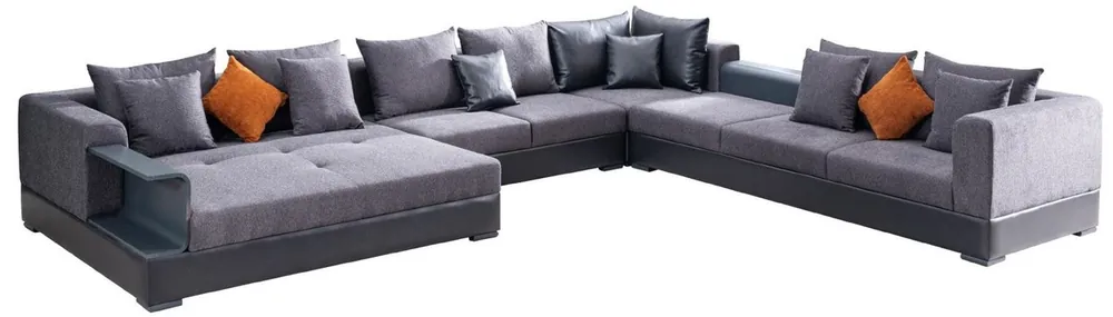 Garantierte Lieferung Casa Padrino Luxus Ecksofa Blau 445 x 370 cm - Wohnzimmer Sofa - Wohnzimmer Möbel - Luxus Möbel - Luxus Wohnzimmer Einrichtung