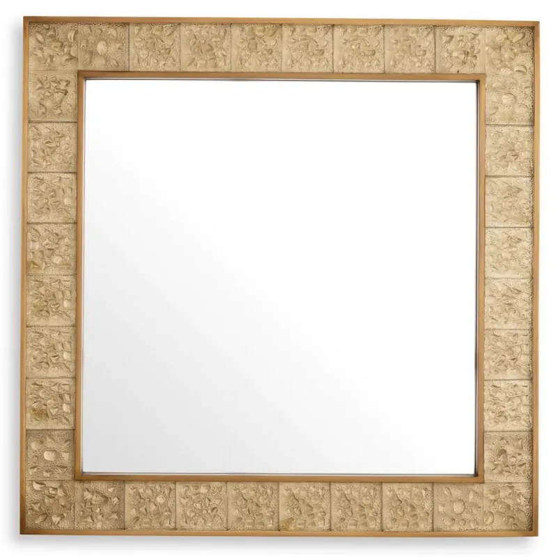 Casa Padrino Luxus Wandspiegel Vintage Messing 110 x 5,5 x H. 110 cm - Quadratischer Wohnzimmer Spiegel - Schlafzimmer Spiegel - Garderoben Spiegel - Luxus Möbel - Luxus Einrichtung Must-Have