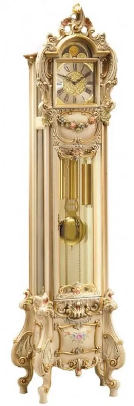 Meistverkauft Casa Padrino Luxus Barock Standuhr Elfenbein / Mehrfarbig / Gold - Prunkvolle Massivholz Pendeluhr im Barockstil - Barock Interior - Barock Standuhren - Luxus Qualität - Made in Italy