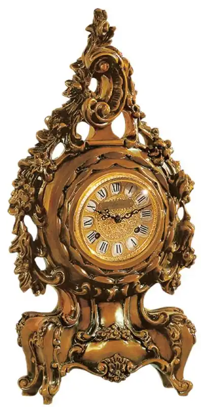 Echt Casa Padrino Luxus Barock Tischuhr Braun / Gold - Prunkvolle Barockstil Uhr - Handgeschnitzte Barock Schreibtischuhr - Luxus Qualität - Made in Italy