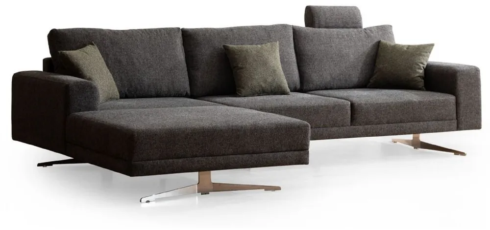Casa Padrino Luxus Ecksofa Grau / Silber 310 x 180 x H. 70 cm - Wohnzimmer Sofa - Wohnzimmer Möbel - Luxus Möbel - Luxus Einrichtung Sale