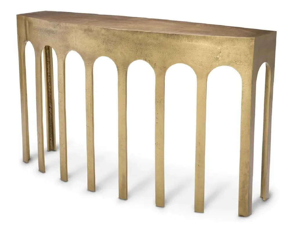 Casa Padrino Luxus Konsole Vintage Messing 132 x 37,5 x H. 79 cm - Rechteckiger Aluminium Konsolentisch - Wohnzimmer Möbel - Aluminium Möbel - Luxus Möbel - Luxus Qualität Jetzt Bestellen