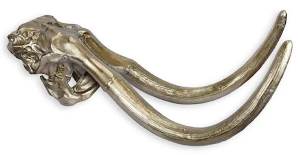 Casa Padrino Luxus Wanddeko Mammut Geweih Silber 92,3 x 39,5 x H. 39,5 cm - Aluminium Deko Geweih - Wohnzimmer Wanddeko - Aluminium Wanddeko Sichere Zahlung