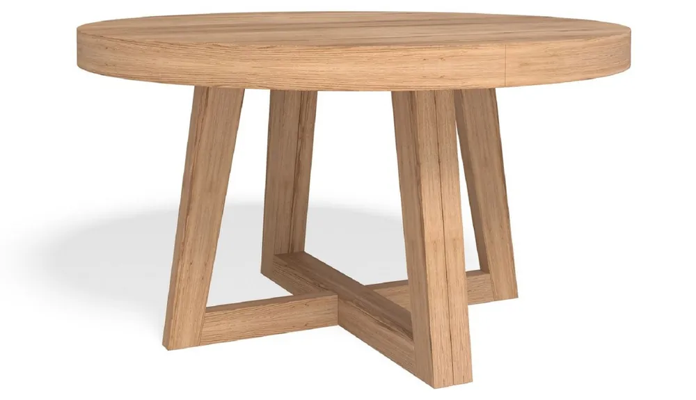 Casa Padrino Luxus Esstisch Naturfarben 140-320 x 140 x H. 77 cm - Runder ausziehbarer Massivholz Konferenztisch - Esszimmer Möbel - Büro Möbel - Massivholz Möbel - Luxus Möbel Solange Der Vorrat Reicht