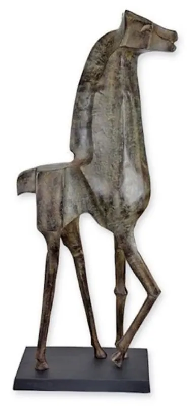 Casa Padrino Luxus Aluminium Deko Skulptur Giraffe Antik Grau / Schwarz 46,6 x 22,4 x H. 116 cm - Abstrakte Aluminium Deko Figur - Wohnzimmer Deko - Büro Deko Kracherpreis