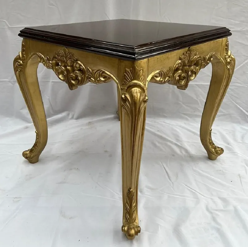 Casa Padrino Luxus Barock Massivholz Beistelltisch Gold / Braun - Quadratischer Tisch im Barockstil - Barock Möbel - Edel & Prunkvoll Top-Angebot