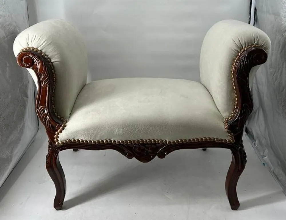 Neu Im Sortiment Casa Padrino Barock Schemel Grau / Dunkelbraun - Handgefertigter Antik Stil Hocker - Barockstil Hocker - Wohnzimmer Möbel im Barockstil - Barockstil Möbel - Barock Möbel - Barock Einrichtung