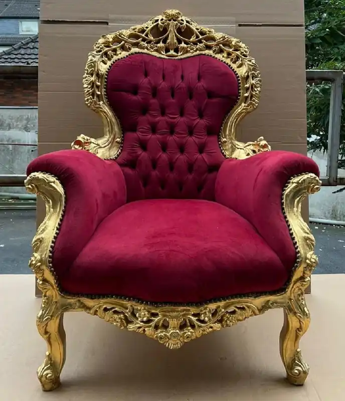 Casa Padrino Barock Sessel Bordeauxrot / Gold - Handgefertigter Antik Stil Wohnzimmer Sessel - Antik Stil Möbel - Barock Wohnzimmer Möbel Sofort Bestellen
