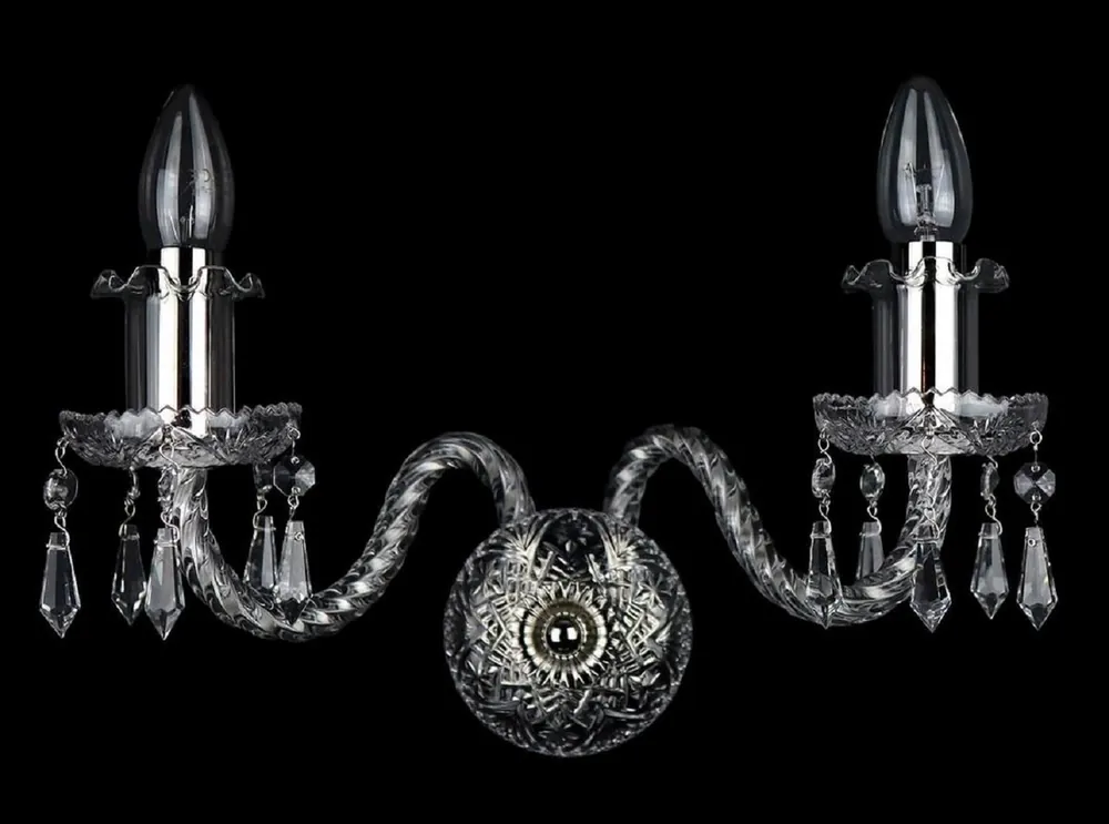 Casa Padrino Luxus Barock Doppel Wandleuchte Silber 30 x 18 x H. 20 cm - Barockstil Wandlampe mit Kristall Behängen - Barock Leuchten - Edel & Prunkvoll Billig