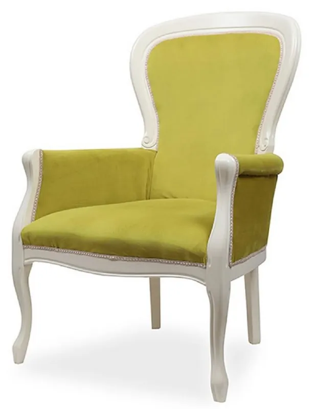 Casa Padrino Luxus Barock Sessel Grün / Weiß - Luxus Wohnzimmer Sessel im Barockstil - Luxus Wohnzimmer Möbel im Barockstil - Barock Möbel - Edel & Prunkvoll Kracherpreis