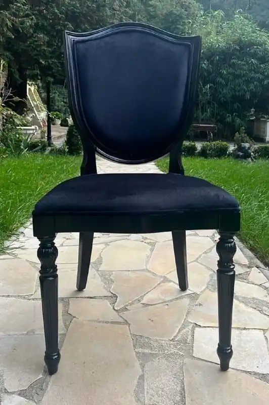 Markenprodukt Casa Padrino Luxus Art Deco Samt Esszimmer Stuhl Schwarz - Art Deco Massivholz Stuhl - Art Deco Esszimmer Möbel - Art Deco Möbel - Art Deco Einrichtung - Luxus Möbel im Art Deco Stil