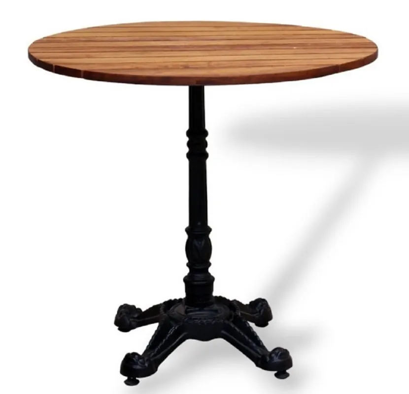 Garantierte Lieferung Casa Padrino Industrie Stil Garten Esstisch Dunkelbraun / Schwarz 80 x H. 76 cm - Rund Gartentisch mit Massivholz Tischplatte - Industrie Stil Gastronomie & Garten Möbel
