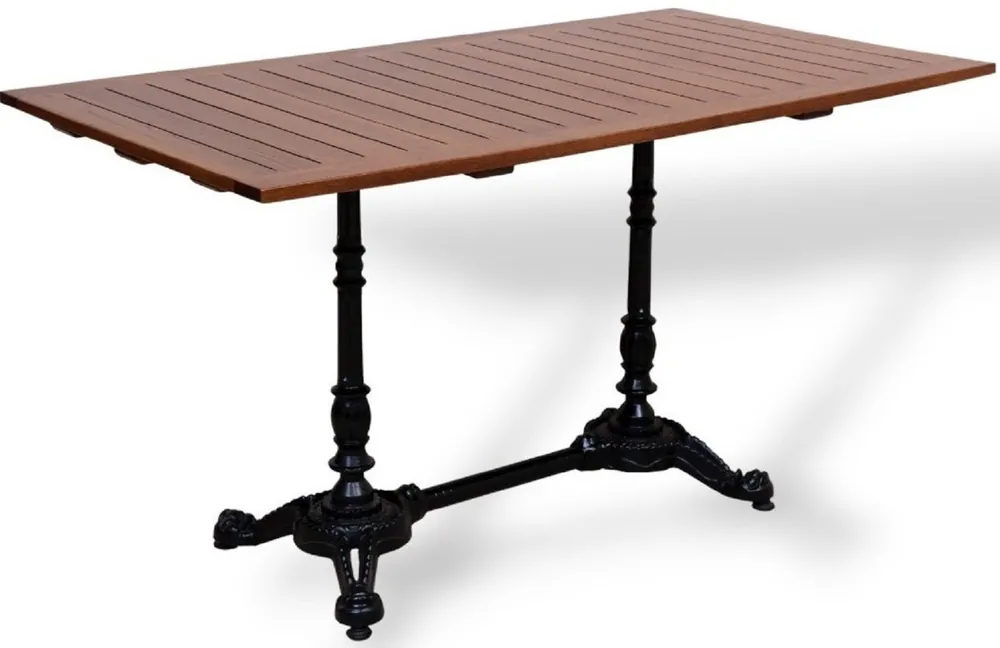 Neuheit Casa Padrino Industrie Stil Garten Esstisch Dunkelbraun / Schwarz 140 x 80 x H. 76 cm - Rechteckiger Gartentisch mit Massivholz Latten Tischplatte - Industrie Stil Gastronomie & Garten Möbel