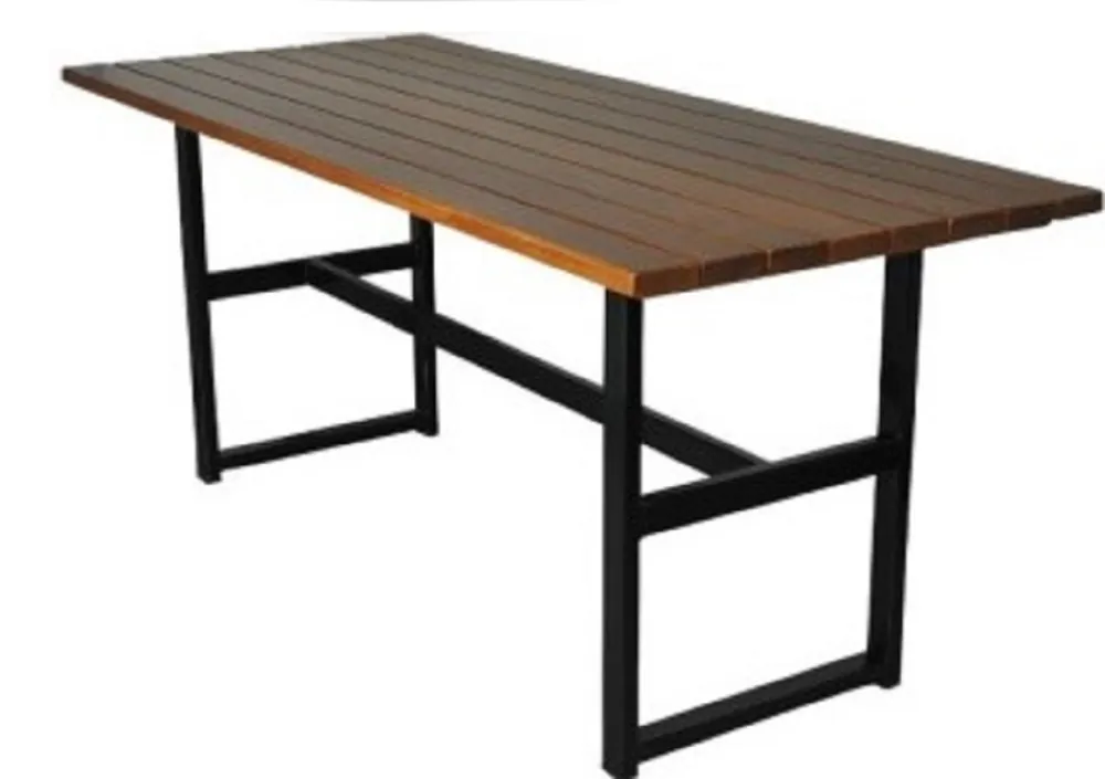 Casa Padrino Industrie Stil Biergarten Esstisch Dunkelbraun / Schwarz 200 x 80 x H. 75 cm - Rechteckiger Gartentisch mit Latten Tischplatte - Gastronomie & Garten Möbel Saisonangebot