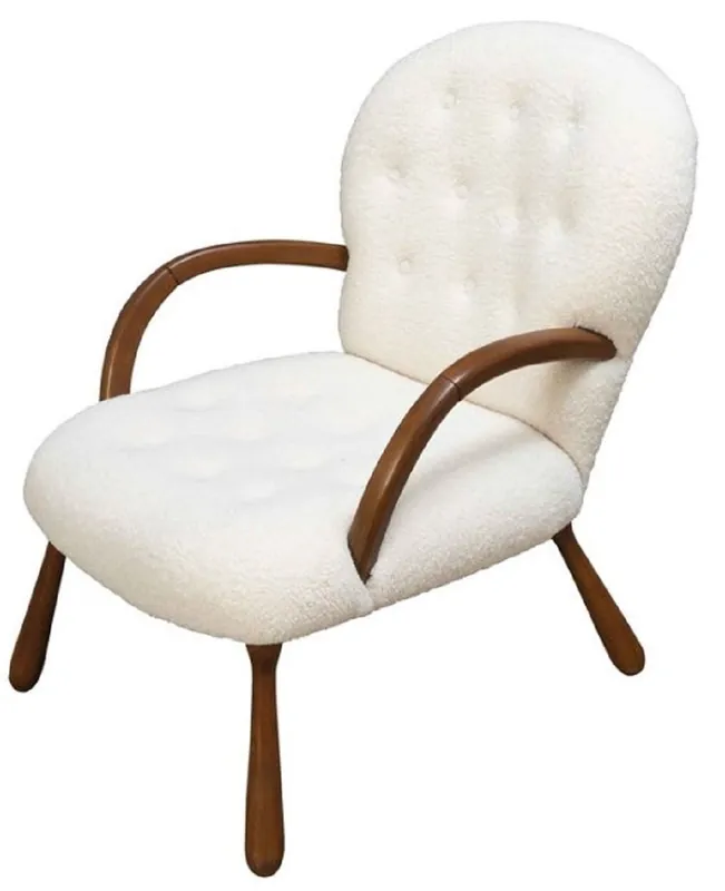 Ausverkauf Casa Padrino Luxus Sessel Weiß / Dunkelbraun 65 x 85 x H. 90 cm - Wohnzimmer Sessel - Hotel Sessel - Wohnzimmer Möbel - Hotel Möbel - Luxus Möbel - Luxus Einrichtung