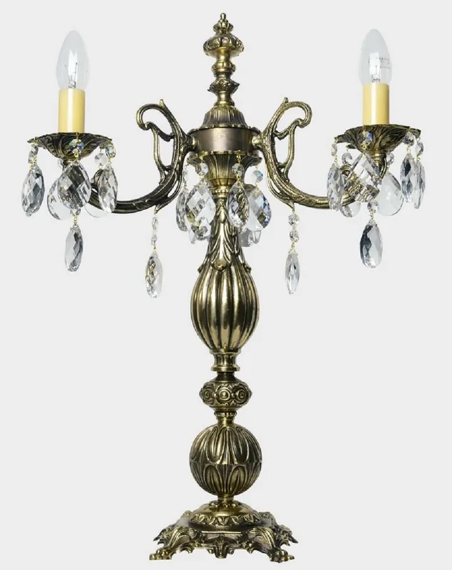 Direktkauf Casa Padrino Luxus Barock Kristall Tischleuchte Antik Gold Ø 40 x H. 60 cm - Prunkvolle Messing Schreibtischleuchte mit Böhmischem Kristallglas - Barock Kristall Leuchten - Edel & Prunkvoll