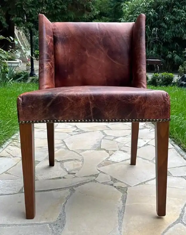 Günstig Casa Padrino Luxus Leder Esszimmer Stuhl Vintage Braun / Braun 56 x 52 x H. 81 cm - Massivholz Küchenstuhl mit edlem Echtleder - Esszimmer Möbel - Leder Möbel - Luxus Möbel